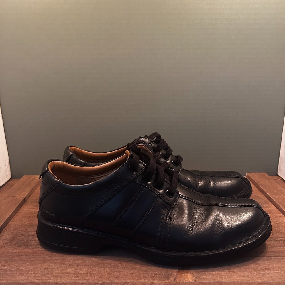 Clarks Ortholite Mens 14885 Black Leather Ankle Work Boots Shoes Size 9M